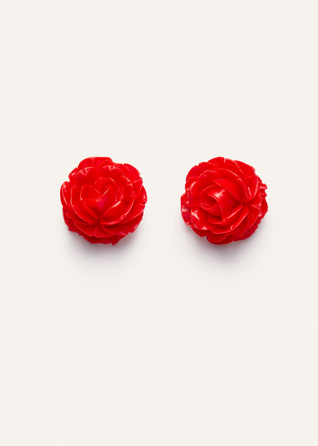 Mini coloured rose earrings in red