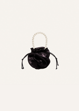 Load image into Gallery viewer, Pearl Magda bag in black satin
