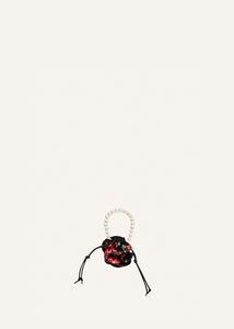 Micro pearl Magda bag in black floral print