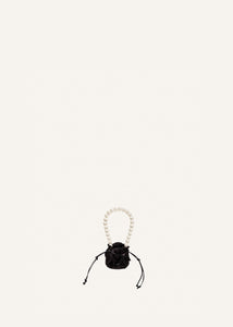 Micro pearl Magda bag in black satin