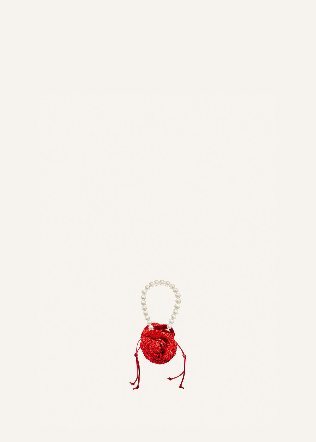 Micro pearl Magda bag in red crochet