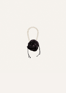 Small pearl Magda bag in black satin