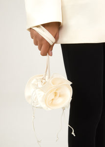 Small pearl Magda bag in cream satin