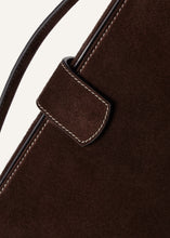 Load image into Gallery viewer, Apolonia bag in brown suede with flower charm
