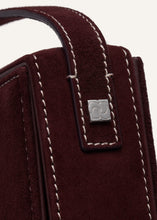 Load image into Gallery viewer, Apolonia bag in burgundy suede with flower charm
