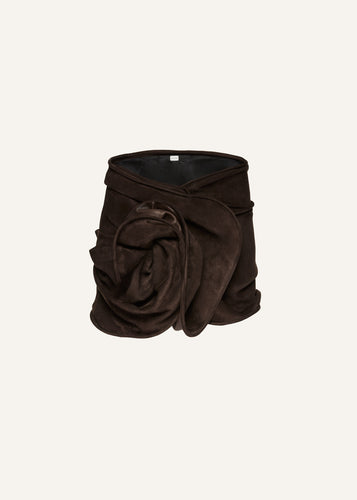 PF24 LEATHER 14 SKIRT BROWN SUEDE