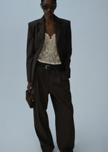 Load image into Gallery viewer, Lace-detail wool tapered trousers in brown

