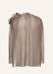Classic silk flower blouse in brown