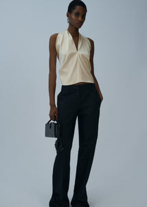 Front-pleat classic trousers in black