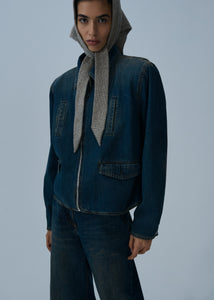 Ultra-low-waist wide-leg denim in dark vintage blue
