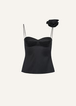 Load image into Gallery viewer, Flower appliqué silk tank in black
