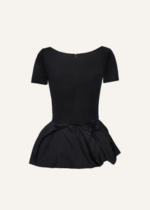 Silk peplum blouse in black
