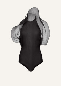 Silk organza bodysuit in black