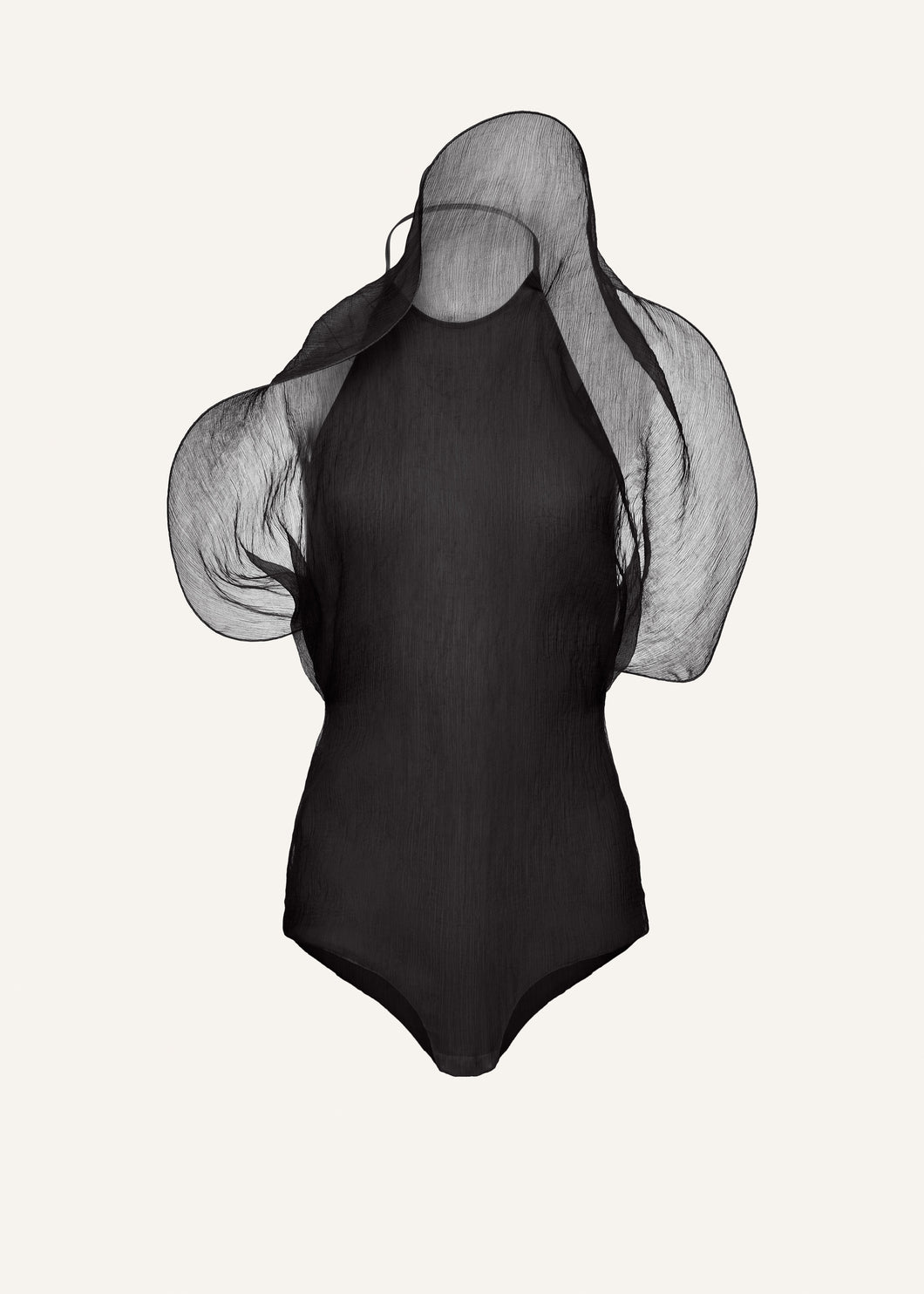 Silk organza bodysuit in black