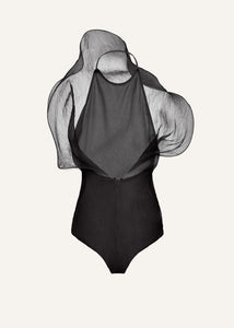 Silk organza bodysuit in black