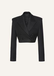 Cropped double breasted blazer in black
