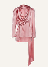 Load image into Gallery viewer, Long sleeve draped silk blouse in pink
