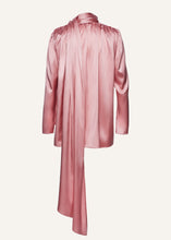 Load image into Gallery viewer, Long sleeve draped silk blouse in pink
