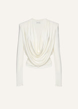 Load image into Gallery viewer, Long sleeve draped jersey blouse in cream
