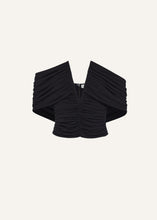 Load image into Gallery viewer, Ruched v neck wrap blouse in black
