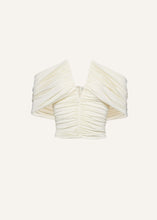 Load image into Gallery viewer, Ruched v neck wrap blouse in cream
