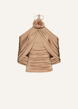 Load image into Gallery viewer, Flower appliqué wrap blouse in beige
