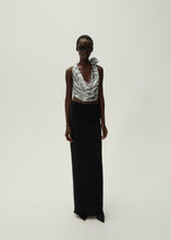 Load image into Gallery viewer, Cowl neck sequin blouse in silver
