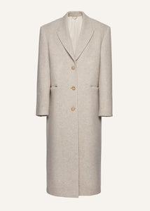 Cashmere single breasted long coat in beige