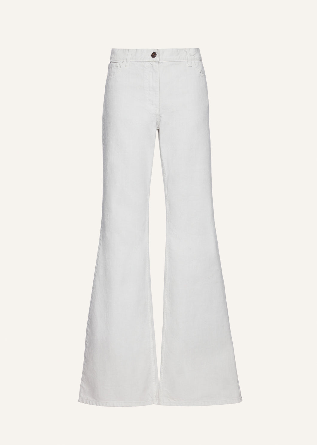 Mid-rise flare denim pants in white sand