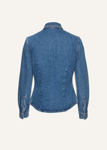 70's denim button down shirt in blue