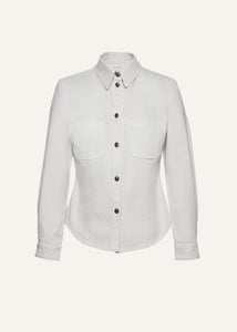 70's denim button down shirt in white sand