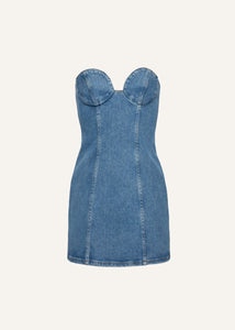 Denim bustier mini dress in blue