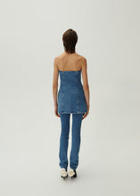 Load image into Gallery viewer, Denim bustier mini dress in blue
