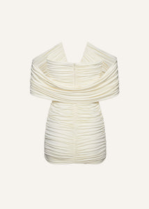 V neck ruched dress in cream