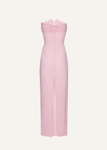 Strapless flower appliqué maxi dress in pink
