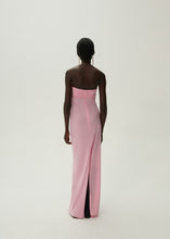 Load image into Gallery viewer, Strapless flower appliqué maxi dress in pink
