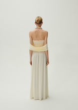 Load image into Gallery viewer, V neck ruched wrap maxi dress in cream
