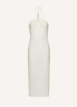 Load image into Gallery viewer, Pearl halterneck midi dress in cream
