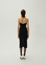Load image into Gallery viewer, Cutout wire neckline midi dress in black
