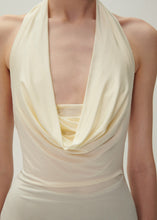 Load image into Gallery viewer, Cowl neck halter midi dress in cream
