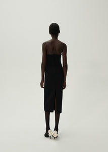Muslin straps tube dress in black