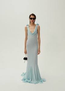 Cowl neck maxi dress in blue