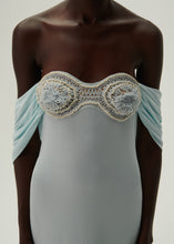 Load image into Gallery viewer, Crochet bra wrap dress in blue
