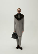 Load image into Gallery viewer, Faux fur trim cashmere cardigan in light grey
