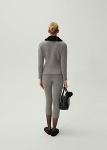 Cropped knitwear leggings in light grey