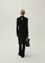 Load image into Gallery viewer, High neck knit midi dress in black

