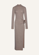 Load image into Gallery viewer, High neck knit maxi dress in beige
