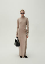Load image into Gallery viewer, High neck knit maxi dress in beige

