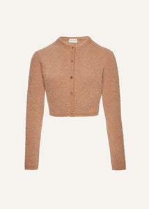 Cropped mohair cardigan in caramel