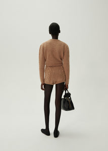 Cropped mohair cardigan in caramel